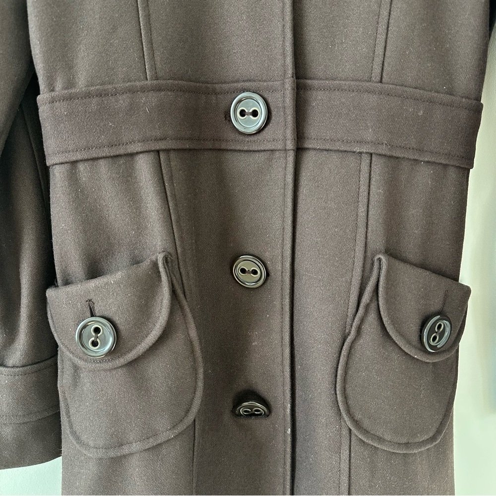 Tulle Anthropologie Vintage Peacoat Brown Coat Retro Patterned Winter Outerwear - Picture 9 of 16